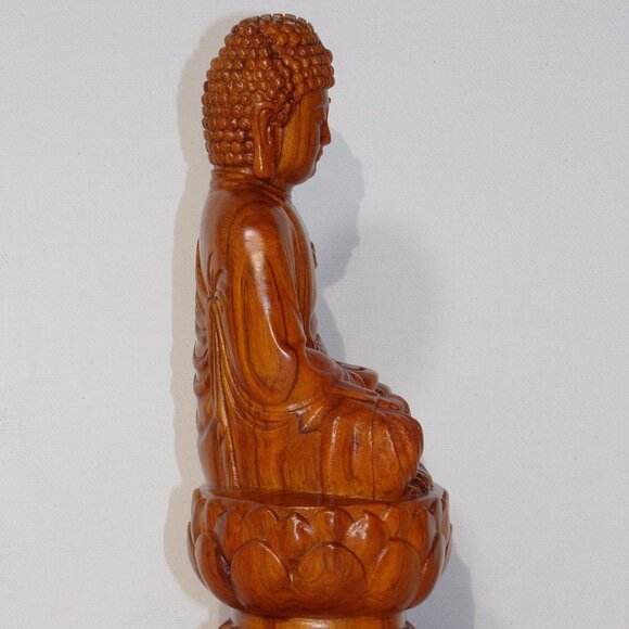 SHAKYAMUNI BUDDHA STATUE Solid Wood Rosewood Carving Meditation Home Altar NEW - Picture 9 of 14